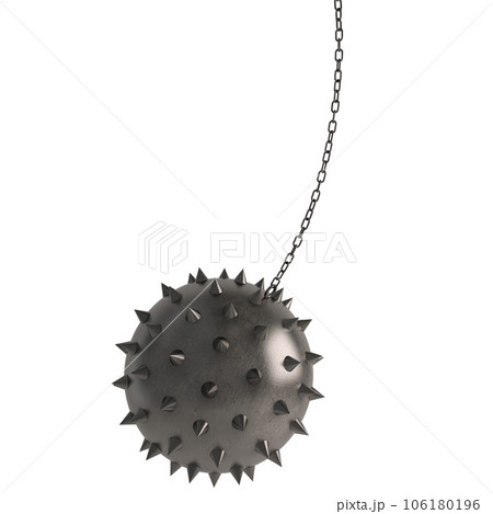 Iron ball with spikes. Concept of danger and obstacle. 3d rendering 106180196