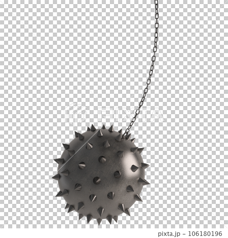 Iron ball with spikes. Concept of danger and obstacle. 3d rendering 106180196