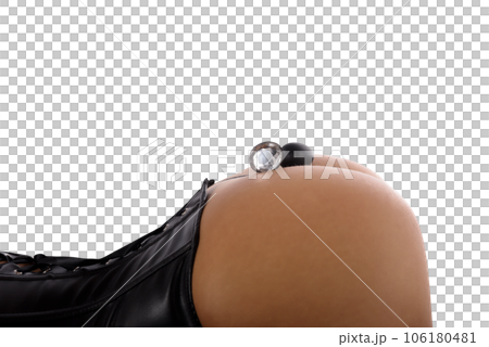 woman in bdsm lingerie with a sexy toy 106180481
