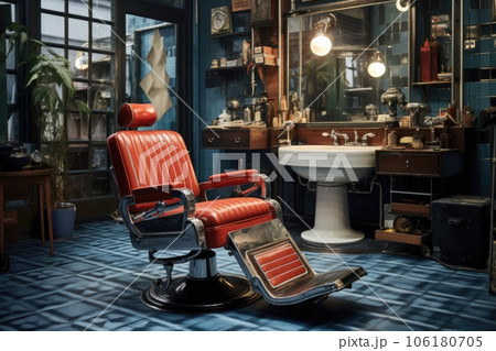 hairdressers chair in a stylish barbershop 106180705