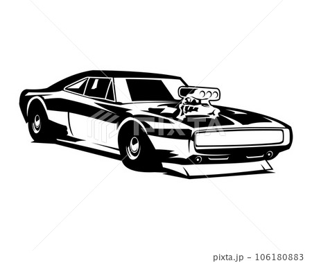 dodge charger 1970 Retro Classic isolated on white background view from side. vector illustration available in eps 10. 106180883