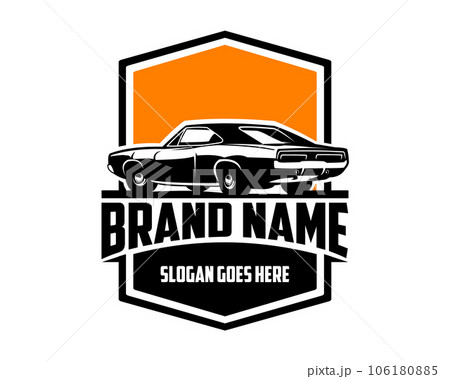 dodge charger 1970 silhouette. isolated white background view from behind. Best for logo, badge, emblem, icon, sticker design, car industry. available in eps 10. 106180885