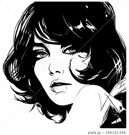 Black and white female portrait 106181348