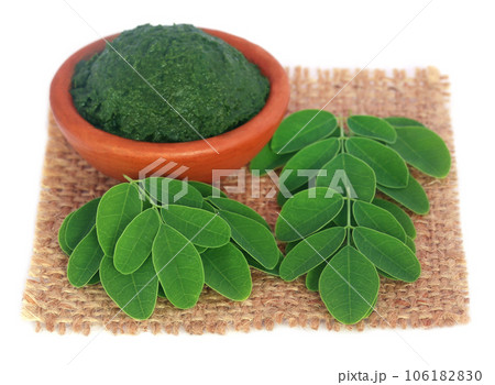 Edible moringa leaves with ground paste 106182830