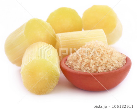 Piece of sugarcane with brown sugar 106182911
