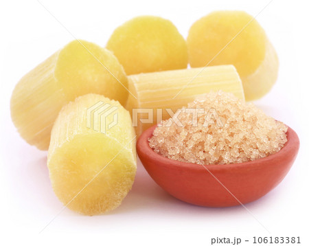 Piece of sugarcane with sugar Piece of sugarcane with sugar 106183381