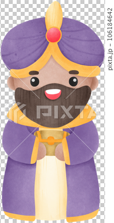 Balthazar One of the three wise men, Cute cartoon illustration Nativity of Jesus, birth of Jesus. Balthazar One of the three wise men, Cute cartoon illustration Nativity of Jesus, birth of Jesus. 106184642