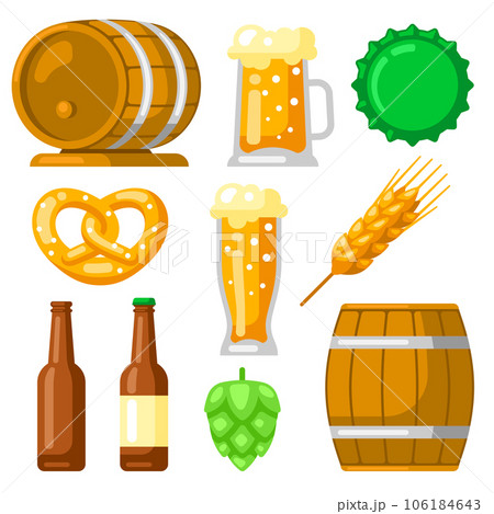 Set of beer objects. Beer festival or Oktoberfest. Set of beer objects. Beer festival or Oktoberfest. 106184643