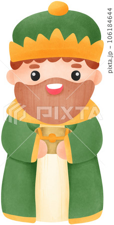 Casper One of the three wise men, Cute cartoon illustration Nativity of Jesus, birth of Jesus. 106184644