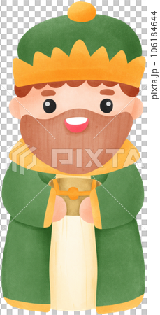 Casper One of the three wise men, Cute cartoon illustration Nativity of Jesus, birth of Jesus. 106184644