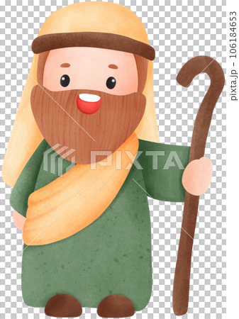 Saint Joseph, Cute cartoon illustration Nativity of Jesus, birth of Jesus. 106184653