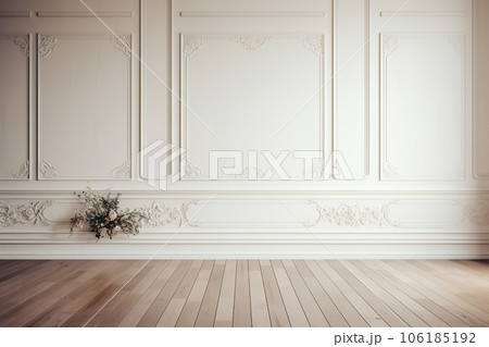 Bright white wooden wall and wooden floor Bright white wooden wall and wooden floor 106185192