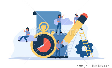 Business student plan work full time vector entrepreneurship service illustration. Agenda appointment assign course person. Meeting teamwork schedule office employee calendar. Organizer with clock 106185337
