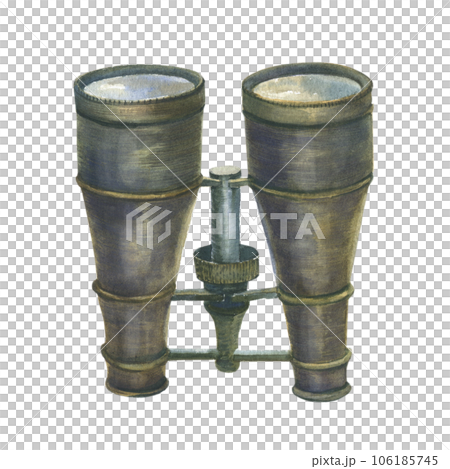 Hand drawn watercolor illustration of retro binocular on isolated white background. Drawing of theater of opera tool. Nautical instrument for adventure for your design. Hand drawn watercolor illustration of retro binocular on isolated white background. Drawing of theater of opera tool. Nautical instrument for adventure for your design. 106185745