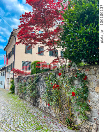 Cozy streets of Bregenz upper town - Oberstadt. High quality photo 106186137