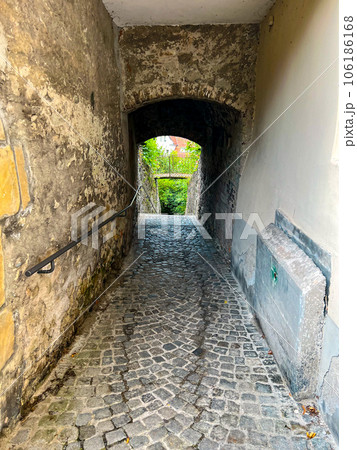 Narow arched street Meissnerstiege in Bregenz upper town - Oberstadt. High quality photo 106186168