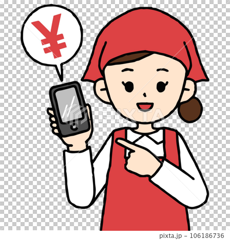 スマホを片手にオサイフケータイの説明をする店員 スマホを片手にオサイフケータイの説明をする店員 106186736