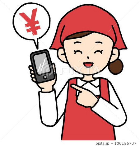 笑顔でスマホを片手にオサイフケータイの説明をする店員 笑顔でスマホを片手にオサイフケータイの説明をする店員 106186737