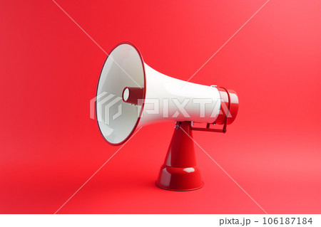 3D Megaphone on Red Background 3D Megaphone on Red Background 106187184
