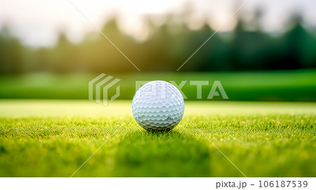 golf ball on a green grass field in nature, sunny day golf ball on a green grass field in nature, sunny day 106187539
