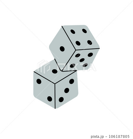 Two dice. Dice cube, casino game. Vector illustration. 106187805