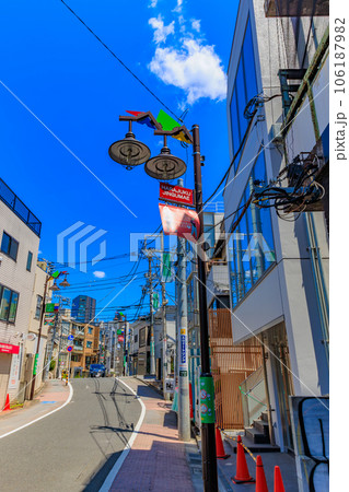 東京　渋谷区　裏原宿のおしゃれな街並み（旧渋谷川遊歩道路、キャットストリート） 106187982