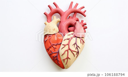 The heart of a man with veins and blood in the form of a wooden model. High quality photo The heart of a man with veins and blood in the form of a wooden model. High quality photo 106188794