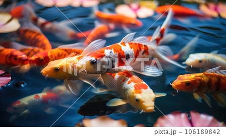 background with bright koi fish radiating a peaceful aura in oriental harmony background with bright koi fish radiating a peaceful aura in oriental harmony 106189842