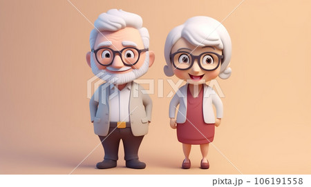 Enduring Love: Tiny Cute 3D Elderly Couple Enduring Love: Tiny Cute 3D Elderly Couple 106191558