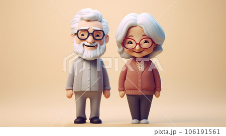 Enduring Love: Tiny Cute 3D Elderly Couple Enduring Love: Tiny Cute 3D Elderly Couple 106191561
