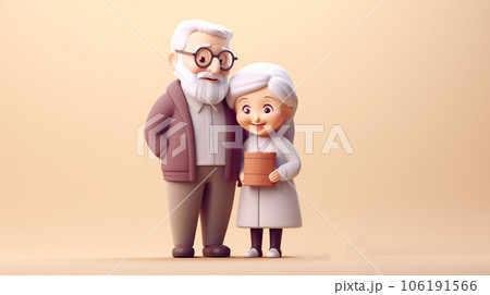 Enduring Love: Tiny Cute 3D Elderly Couple Enduring Love: Tiny Cute 3D Elderly Couple 106191566