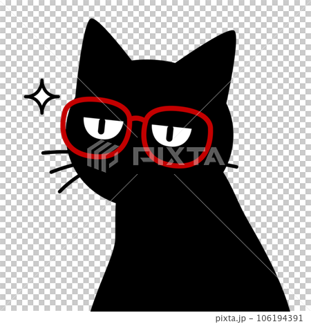 猫がメガネをかけているシルエットイラスト 106194391