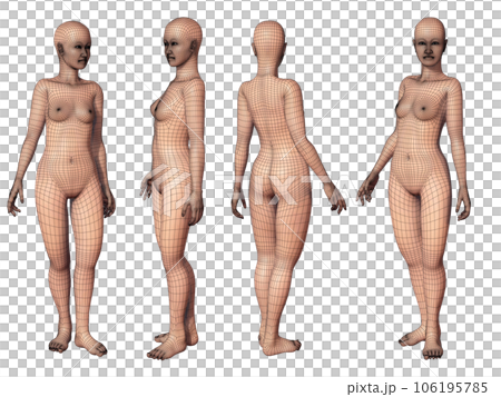 女性裸體人體 CG 插圖與 alpha 4 106195785