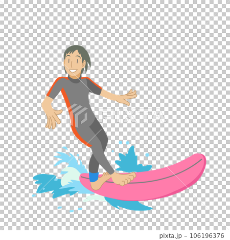 サーフボードで波乗りを楽しむ女性 106196376
