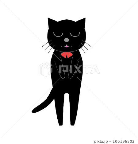 お辞儀する黒猫のイラストのイラスト素材 [106196502] - PIXTA