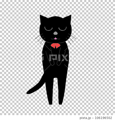 お辞儀する黒猫のイラストのイラスト素材 [106196502] - PIXTA