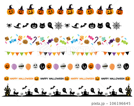 ハロウィンのガーランドと飾り罫セット 106196645