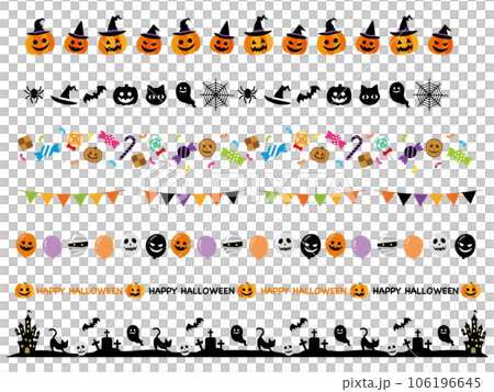 ハロウィンのガーランドと飾り罫セット 106196645