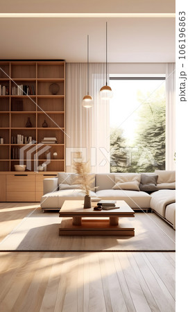 高い天井のモダンなスタイルのリビングルーム Generative AI 高い天井のモダンなスタイルのリビングルーム Generative AI 106196863