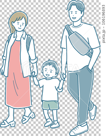 Family walking hand in hand Whole body Family walking hand in hand Whole body 106196893