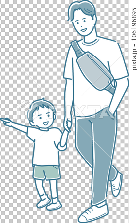 Father and child walking hand in hand Whole body Father and child walking hand in hand Whole body 106196895