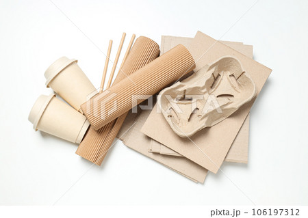 The concept of recycling kraft cardboard. Smart use of resources. 106197312