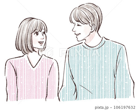 恋人/カップル/夫婦/男性/男女/マッチング/出会い/お見合い/デート/会話/兄弟/親子/キス/バレ 106197632