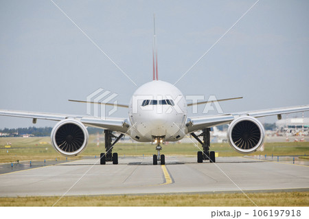 Airplane is taxiing to runway for take off 106197918