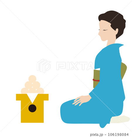 着物女性と月見団子 106198084