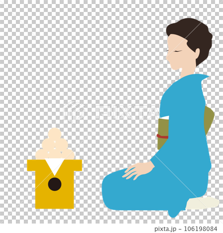 着物女性と月見団子 106198084