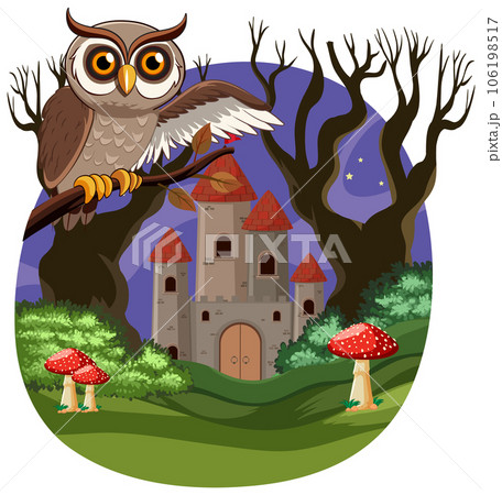 Owl and Castle at Night 106198517