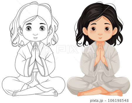 Girl Sitting and Praying in Meditation 106198548