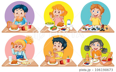 Kids Enjoying Meal Collection 106198673