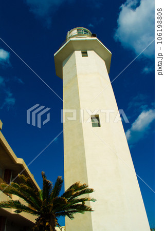千葉県南房総市　白い野島崎灯台と青空 106198808